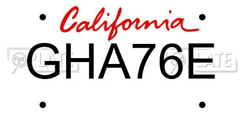 GHA76E California License Plate
