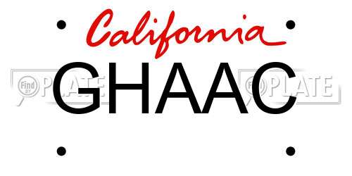 GHAAC California License Plate