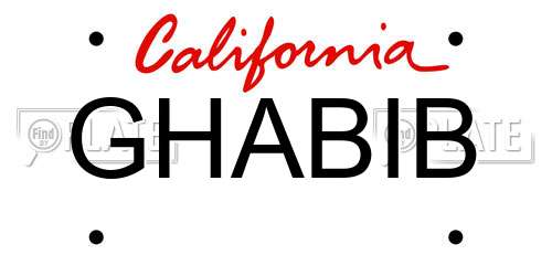 GHABIB California License Plate