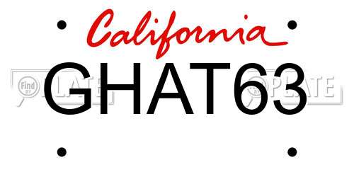 GHAT63 California License Plate