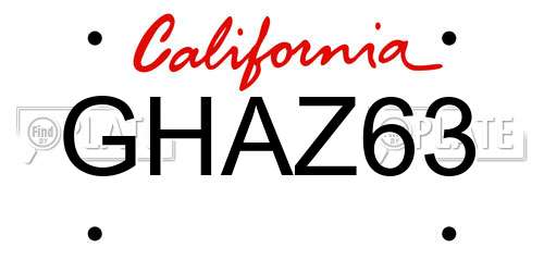 GHAZ63 California License Plate