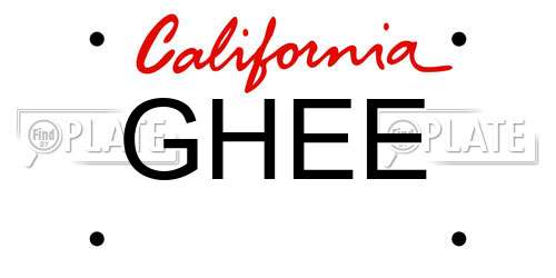 GHEE California License Plate
