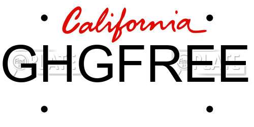 GHGFREE California License Plate