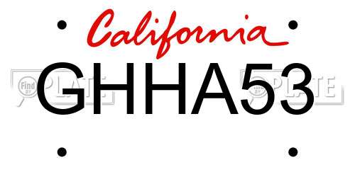 GHHA53 California License Plate