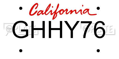GHHY76 California License Plate