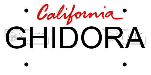 GHIDORA California License Plate