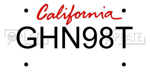 GHN98T California License Plate