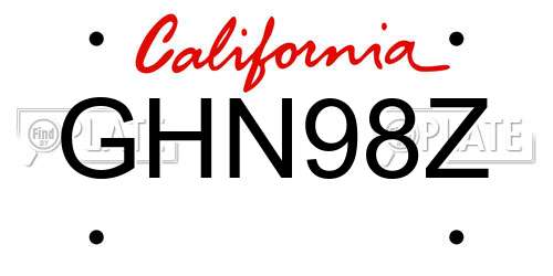 GHN98Z California License Plate