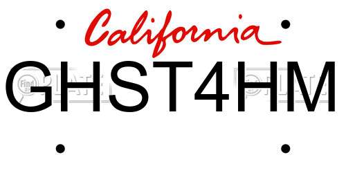 GHST4HM California License Plate