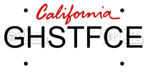 GHSTFCE California License Plate