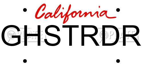 GHSTRDR California License Plate