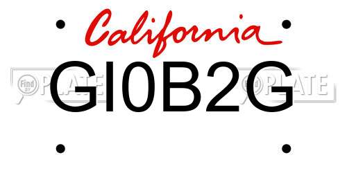GI0B2G California License Plate