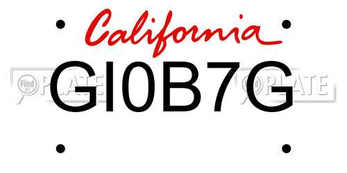 GI0B7G California License Plate