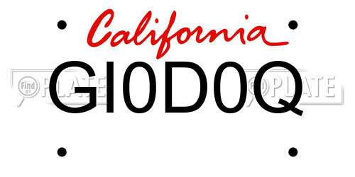 GI0D0Q California License Plate