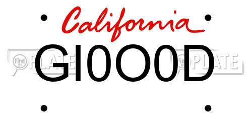 GI0O0D California License Plate