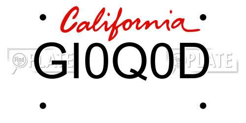 GI0Q0D California License Plate