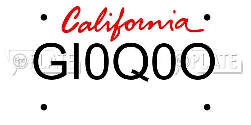 GI0Q0O California License Plate