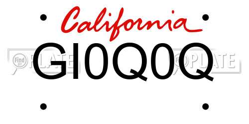 GI0Q0Q California License Plate