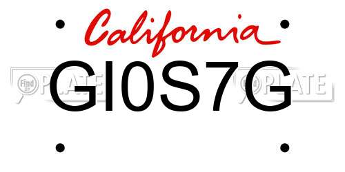 GI0S7G California License Plate