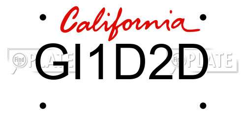 GI1D2D California License Plate
