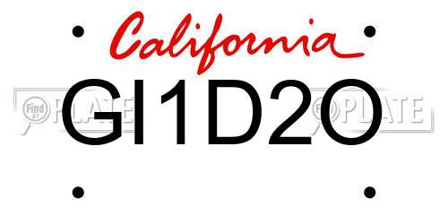 GI1D2O California License Plate