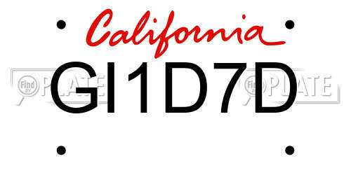GI1D7D California License Plate