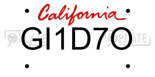 GI1D7O California License Plate