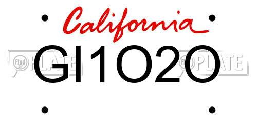 GI1O2O California License Plate