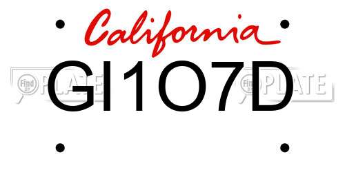 GI1O7D California License Plate