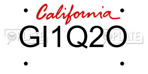 GI1Q2O California License Plate