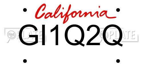 GI1Q2Q California License Plate