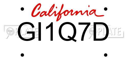 GI1Q7D California License Plate