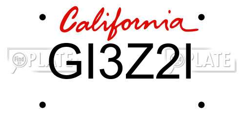 GI3Z2I California License Plate