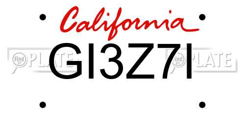 GI3Z7I California License Plate