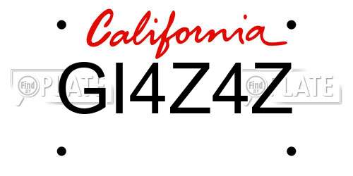 GI4Z4Z California License Plate