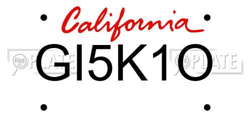 GI5K1O California License Plate