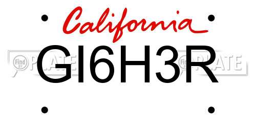 GI6H3R California License Plate