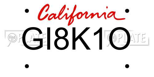 GI8K1O California License Plate
