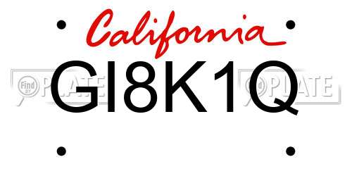 GI8K1Q California License Plate