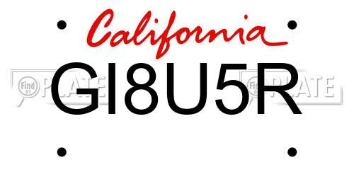 GI8U5R California License Plate