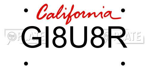 GI8U8R California License Plate