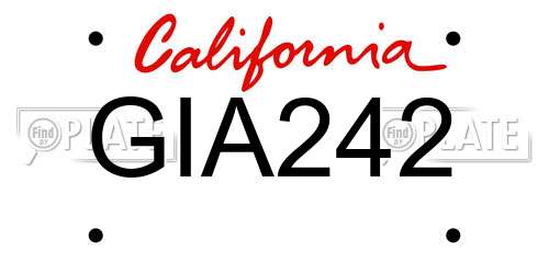 GIA242 California License Plate