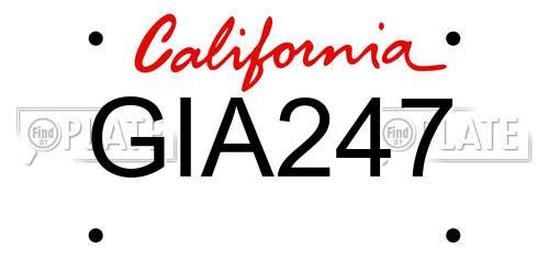 GIA247 California License Plate