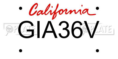GIA36V California License Plate