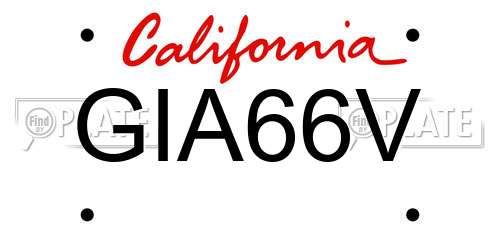 GIA66V California License Plate