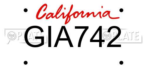 GIA742 California License Plate