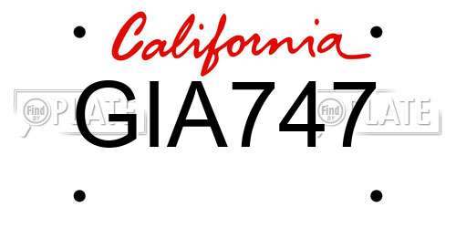 GIA747 California License Plate