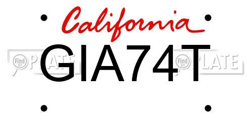 GIA74T California License Plate