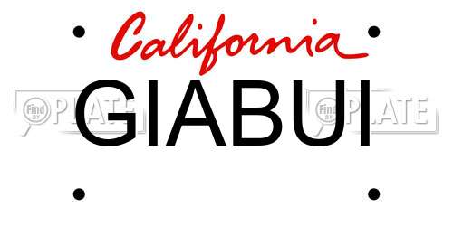 GIABUI California License Plate