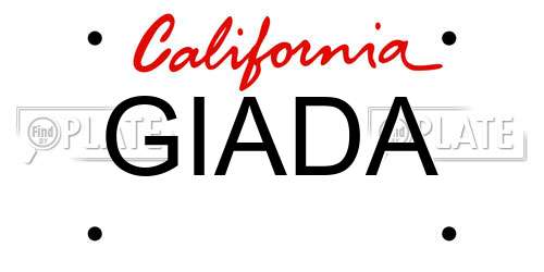 GIADA California License Plate